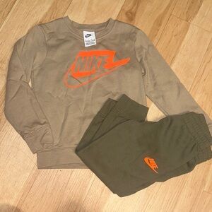 Nike Kids Tan and Orange Sweatshirt and Joggers Set